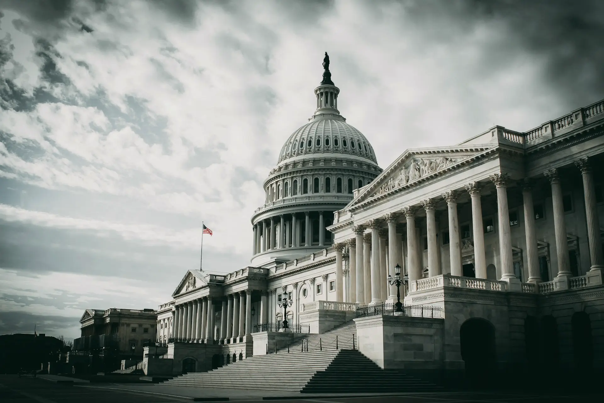 The United States Capitol under a dramatic sky