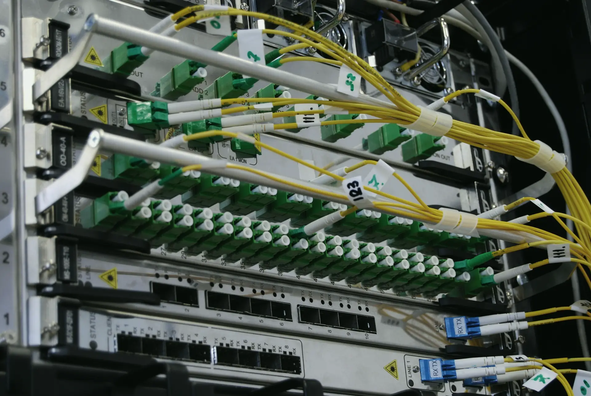 Fiber-optic cables in network equipment