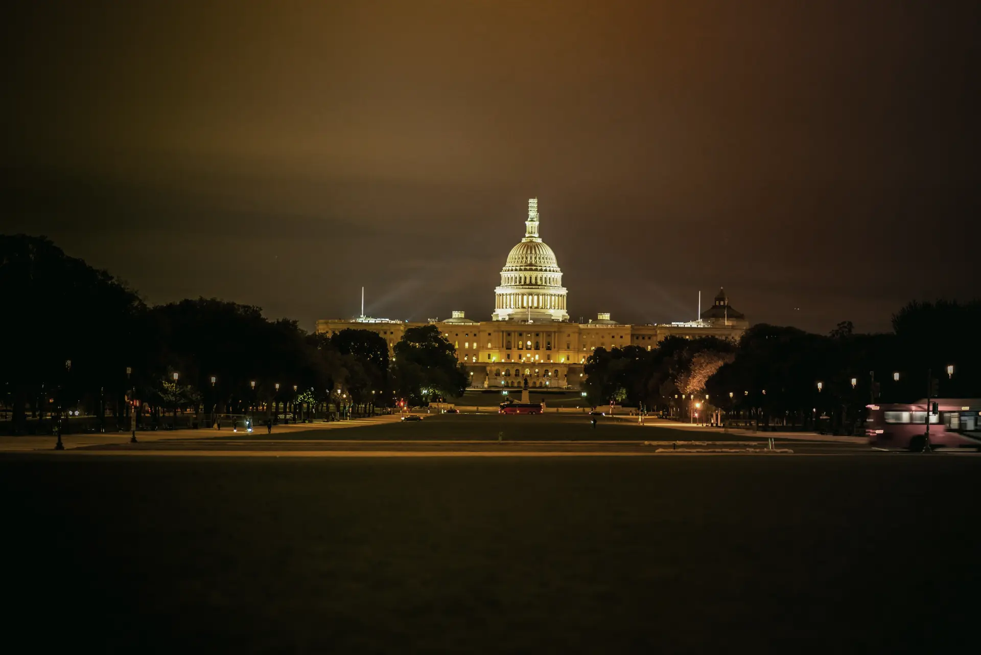 The U.S. Capitol at night